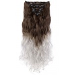 Extensii de par full head cu 8 piese Noilite ondulat 60 cm Ombre Saten Mediu-Silver T161